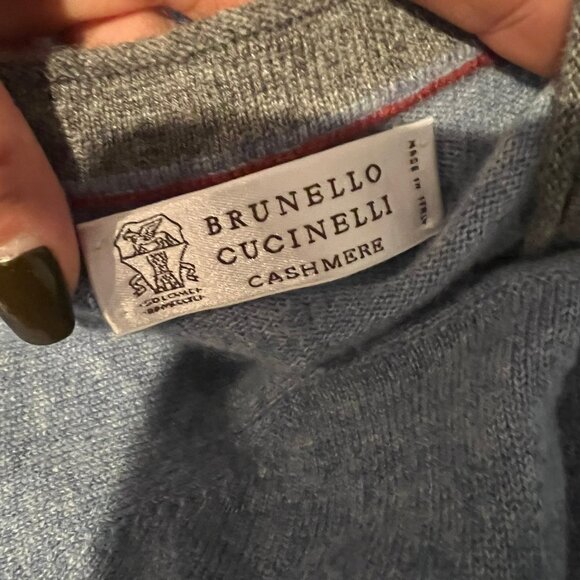 MENS BRUNELLO CUCINELLI CONTRAST CASMHERE SWEATER SZ 50 / LARGE - Picture 4 of 7